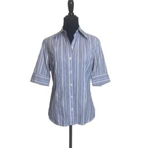 Express purple white stretch pinstripes buttoned shirt size 2
